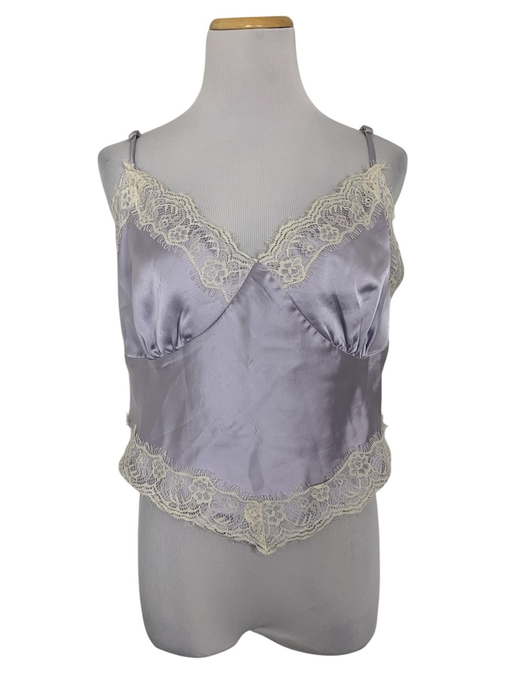 Forever 21 satin Lace Cami Tank Lavender and white Size 1X Top